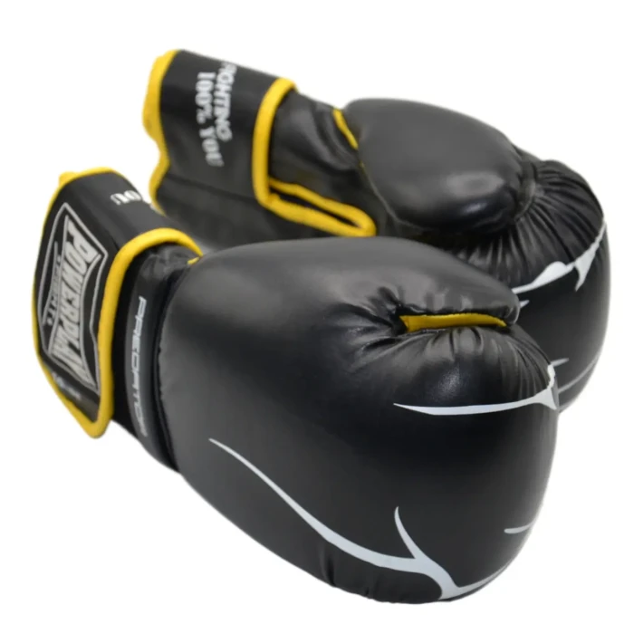Перчатки боксерские PowerPlay 3018 Jaguar 14 унций, черно-желтые