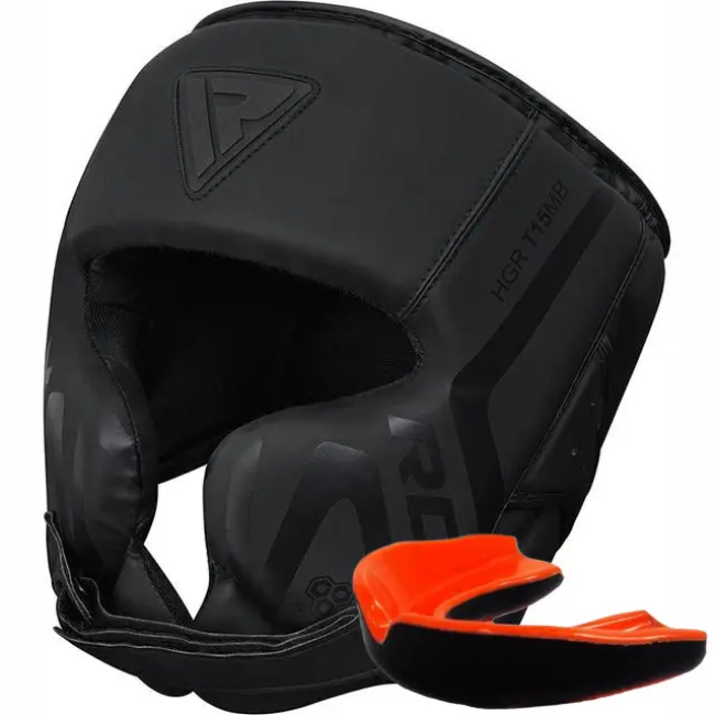 Шолом боксерський з капою RDX T15 Noir Cheek Protector розмір XL, чорний