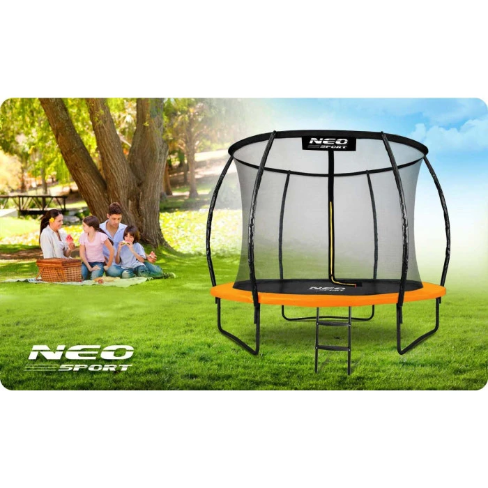 Батут Neo-Sport с внутренней сеткой 10 футов 312 см черно-оранжевый
