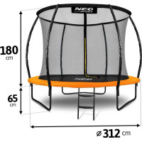 Батут Neo-Sport з внутрішньою сіткою 10 футів 312 см чорно-помаранчевий