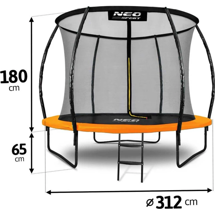 Батут Neo-Sport с внутренней сеткой 10 футов 312 см черно-оранжевый