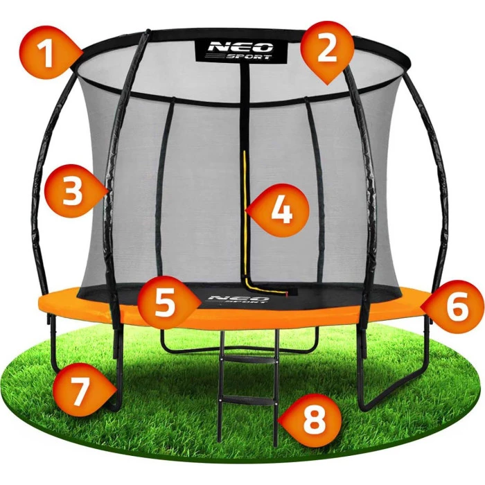 Батут Neo-Sport с внутренней сеткой 10 футов 312 см черно-оранжевый