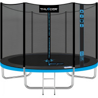 Батут THUNDER OUTSIDE PRO з зовнішньою сіткою 8 футів 244 см чорно-блакитний