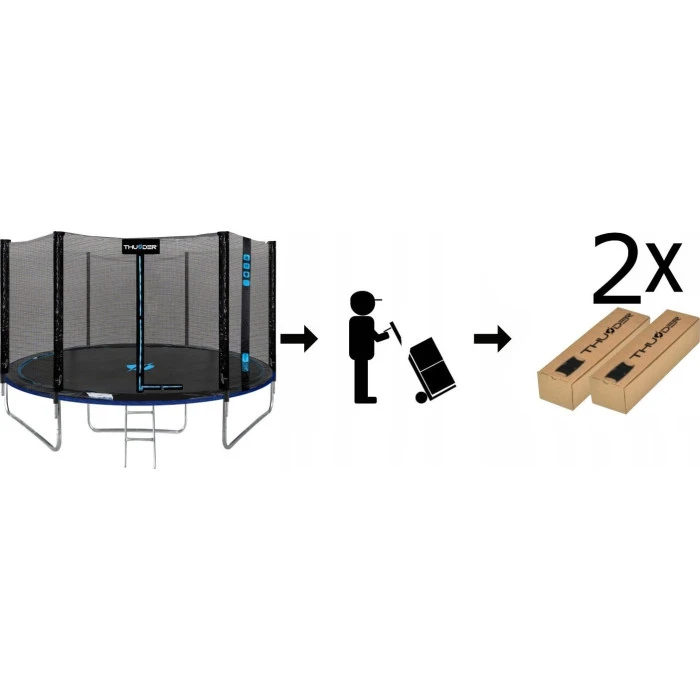 Батут THUNDER OUTSIDE PRO с наружной сеткой 8 футов 244 см черно-голубой