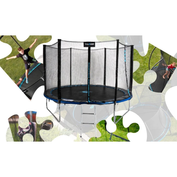 Батут THUNDER OUTSIDE PRO с наружной сеткой 8 футов 244 см черно-голубой
