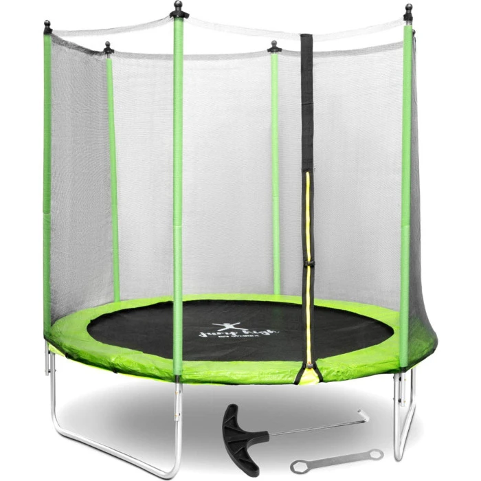 Батут Gymrex GR-TR03 з зовнішньою сіткою 8 футів 244 см чорно-зелений