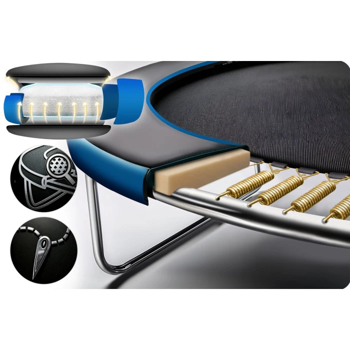 Батут Neo-Sport NS-13Z221 с наружной сеткой 13 футов 404 см, черно-синяя