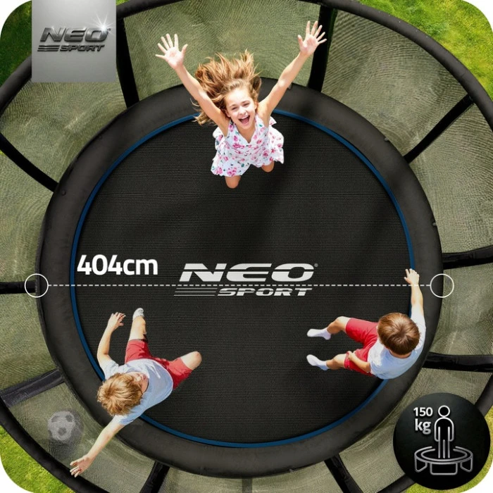 Батут Neo-Sport NS-13Z221 с наружной сеткой 13 футов 404 см, черно-синяя