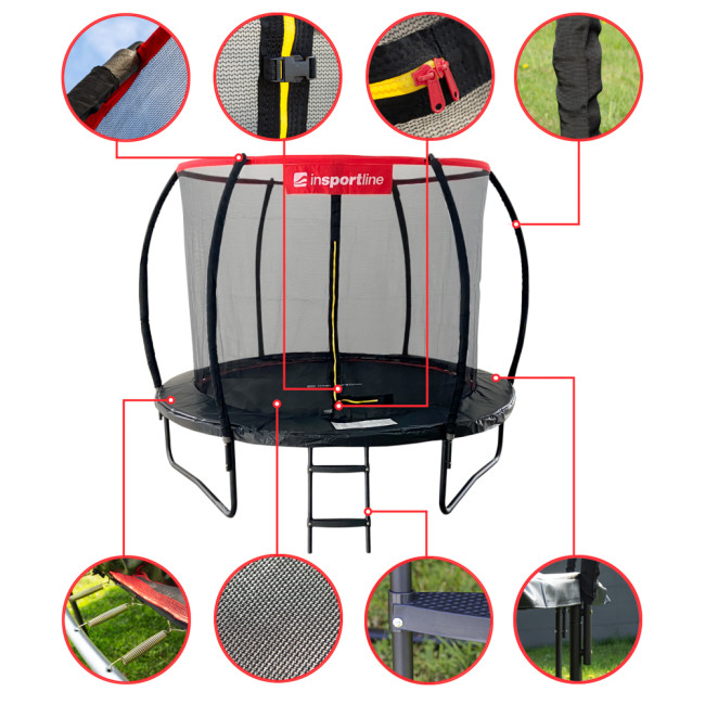Батут inSPORTline Flea PRO с внутренней сеткой 305 см черный