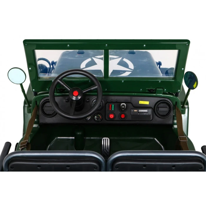 Дитяча акумуляторна машинка Ретро Військова Зелена