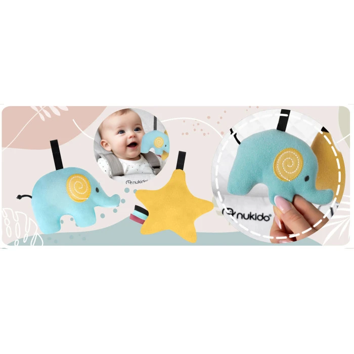 Крісло-гойдалка для немовлят Nukido з іграшками, світло-сіре