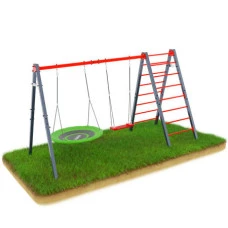 Качели с гнездом аиста и стремянкой K-Sport KSOZ015D - красно-серая