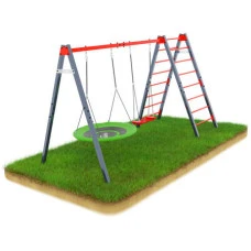 Качели с гнездом аиста и стремянкой K-Sport KSOZ015D - красно-серая