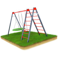 Качели с гнездом аиста и стремянкой K-Sport KSOZ015D - красно-серая