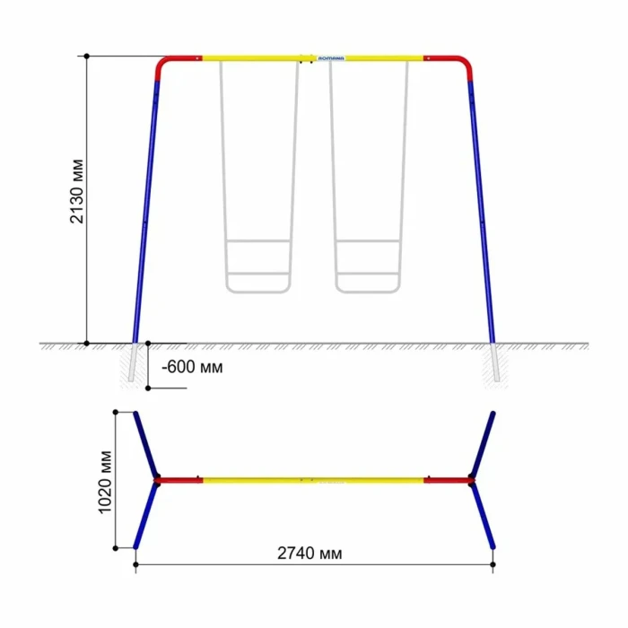 Каркас для гойдалки GARDENLUXUS, 274 x 102 x 213 см - різнокольоровий