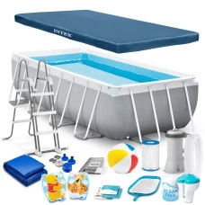 Басейн каркасний прямокутний 18в1 INTEX 26790, 400 х 200 х 122 см, сірий