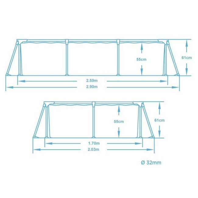Бассейн каркасный прямоугольный 15в1 Bestway 56403N, 259 x 170 x 61 см