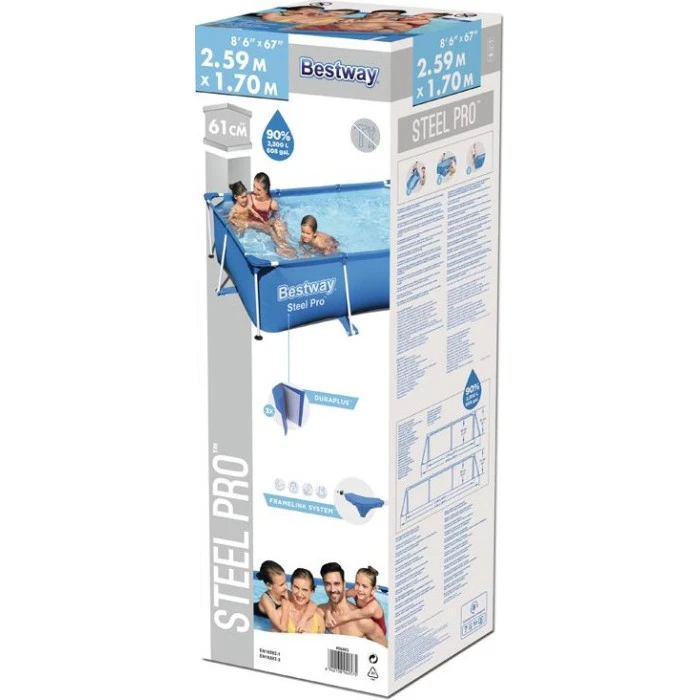 Басейн каркасний прямокутний 2в1 Bestway 56403 Steel Pro 259 х 170 см
