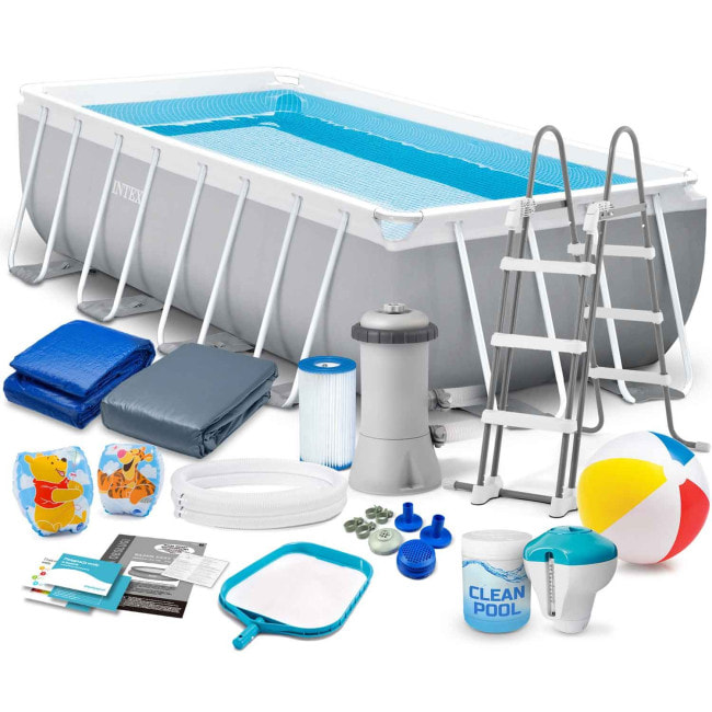 Бассейн каркасный прямоугольный 17в1 INTEX 26788, 400 x 200 x 100 см, серый