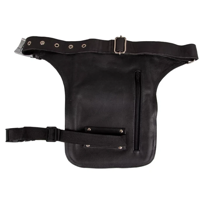 Черная кожаная сумка на бедре W-TEC Black Heart Devil Skul