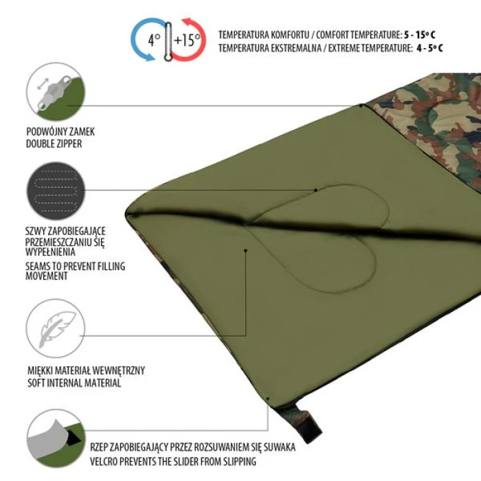 Спальный мешок NILS CAMP NC2002 камуфляжный