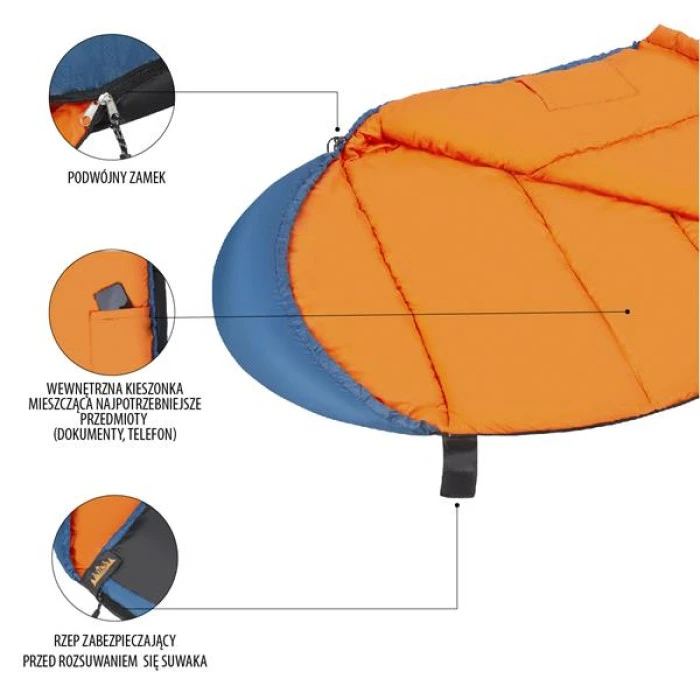 Спальный мешок NILS CAMP NC2012 темно-синий/оранжевый