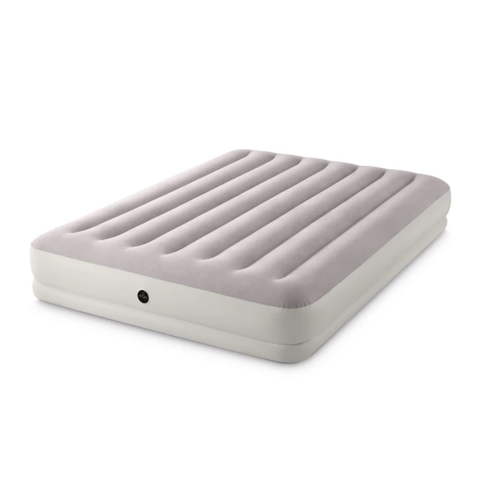 Матрац надувний Intex 64179 з електронасосом 203x152 см, сіро-бежевий
