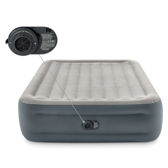 Матрац надувний Intex 64126ND з вбудованим електронасосом 203x152 см, сірий