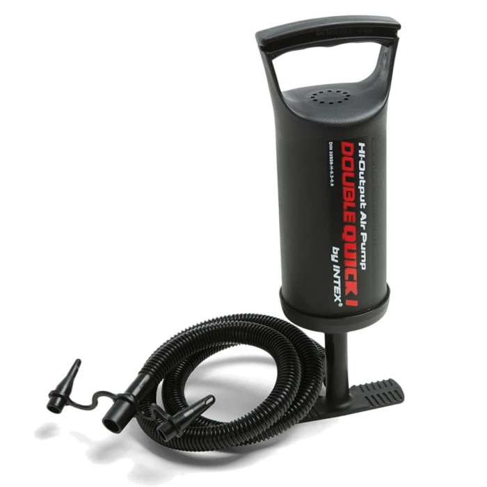 Матрац надувний Intex 64765 з насосом 203х152х25 см, чорно-синій + подушки