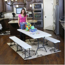 Раскладной стол Lifetime 80471, белый гранит, 183 см