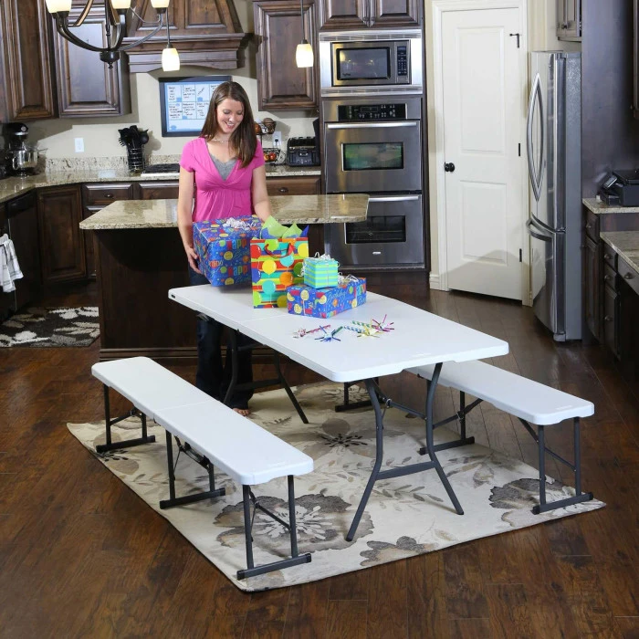 Раскладной стол Lifetime 80471, белый гранит, 183 см