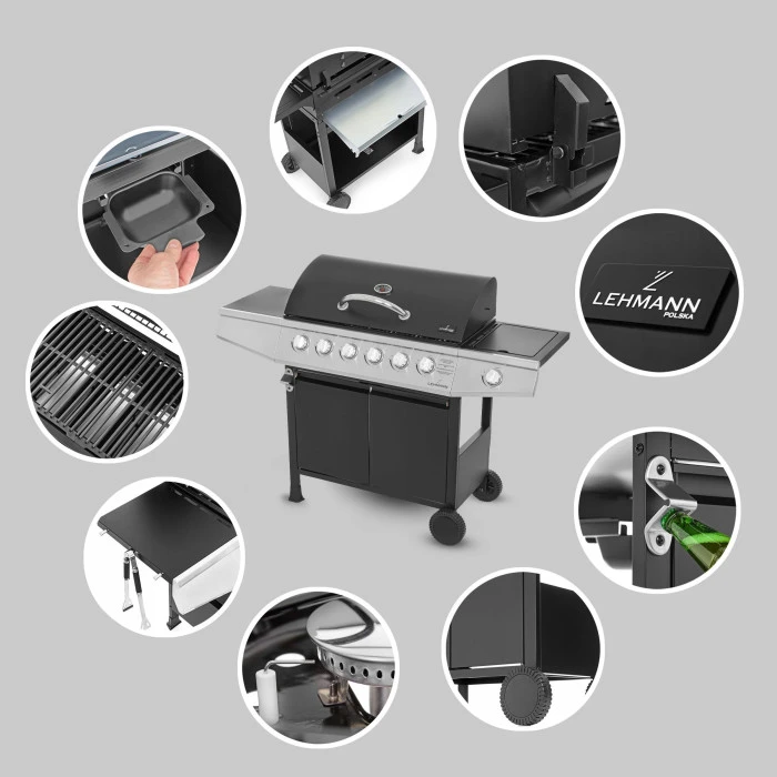 Газовый гриль LEHMANN VEGAS 12.8 kW 33.5 см x 72 см