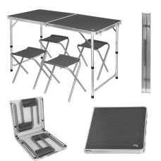 Раскладной стол NILS CAMP NC1633 с 4 стульями, темно-серый