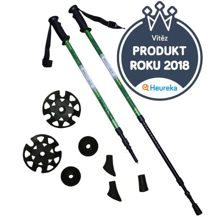 Регулируемые трекинговые палки ACRA 65–135 см, зеленые