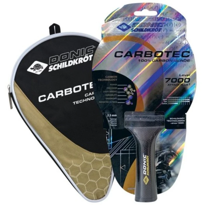 Ракетка для настольного тенниса DONIC CarboTec 7000, черно-красная.
