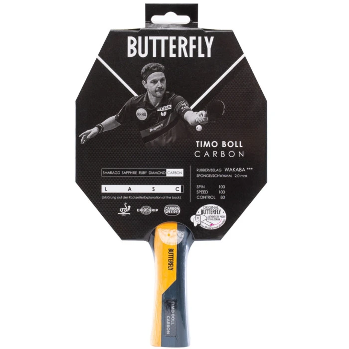 Ракетка для настільного тенісу BUTTERFLY Timo Boll Carbon, чорно-червона