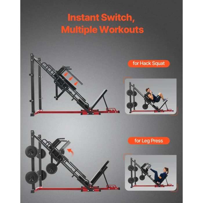 Жим ногами VEVOR HM1904, черно-красный