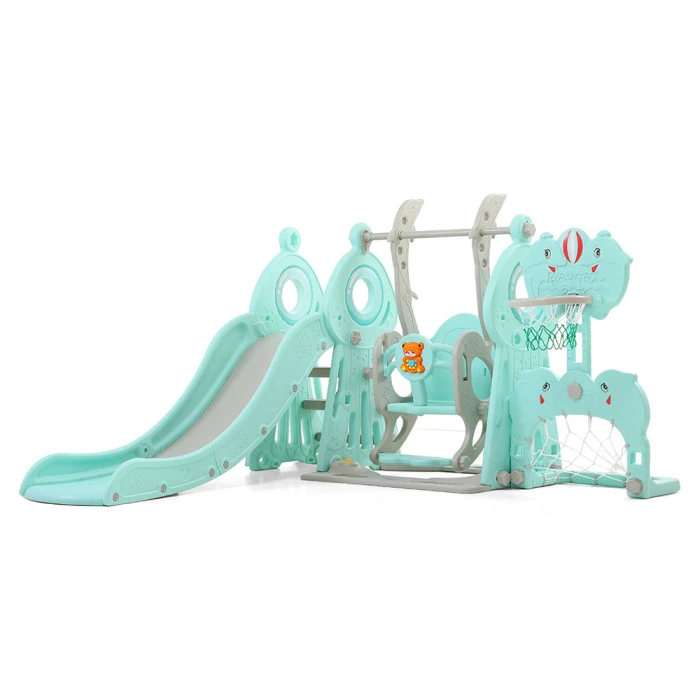 Дитяча гірка з гойдалками 5в1 inSPORTline Multino, 200 х 180 х 120 см - бірюзово-біла