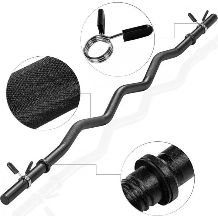 Гриф Movit - 120 см, чорного кольору, пружинний захист