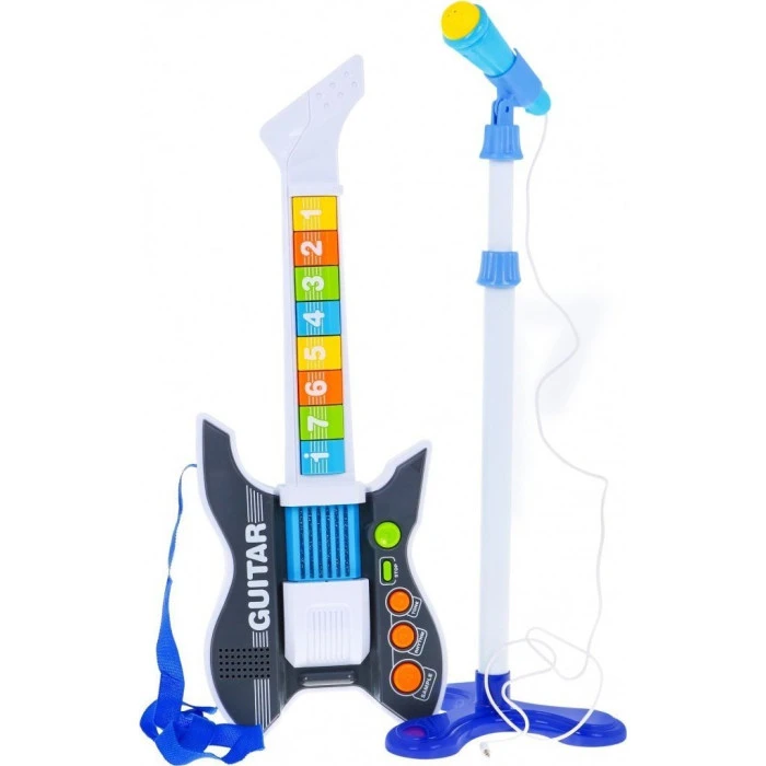 Детская цветная электрогитара 3+ + микрофон ZMU.HK-8178C