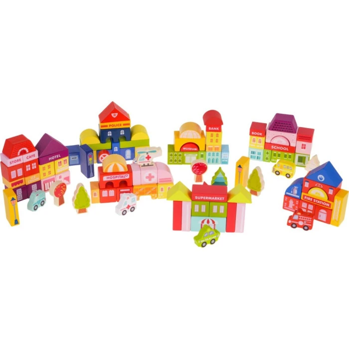 Дерев'яні міські кубики для дітей 3+