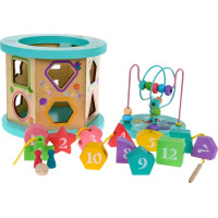 Детский деревянный обучающий мультикуб 4 в 1