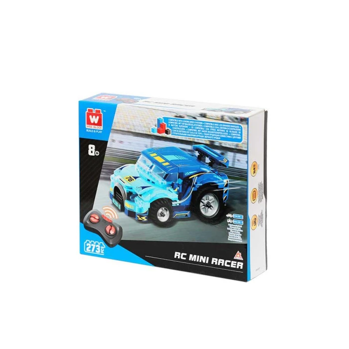Детский конструктор Alpha Гоночное авто мини на дистанционном управлении 269 эл, сине-черный