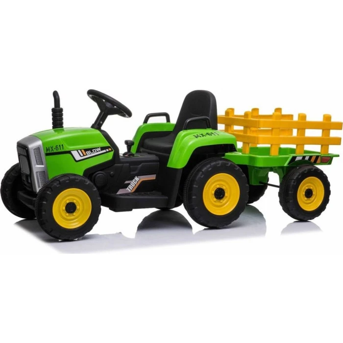 Дитячий акумуляторний трактор з причепом BLOW Зелений