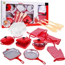 Детский набор Red little Chef 3+ Костюм повара + Кастрюли + Аксессуары 14 шт.