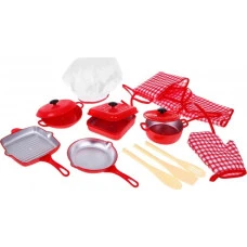 Детский набор Red little Chef 3+ Костюм повара + Кастрюли + Аксессуары 14 шт.
