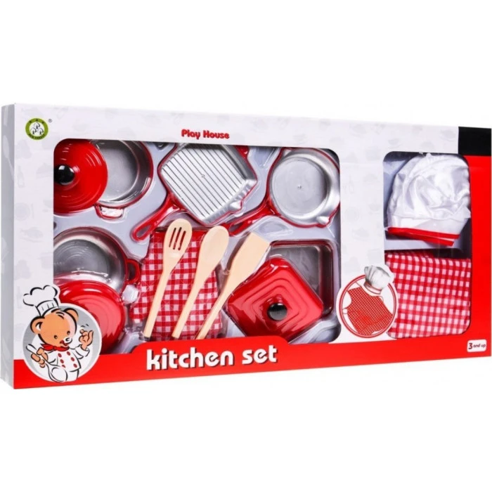 Детский набор Red little Chef 3+ Костюм повара + Кастрюли + Аксессуары 14 шт.