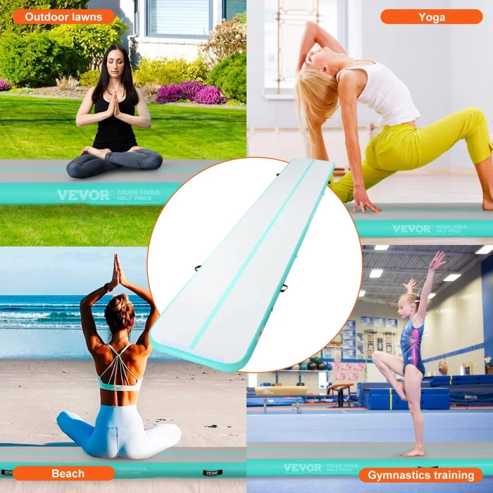 Надувной коврик VEVOR 598 x 101 x 10 см, бело-мятный