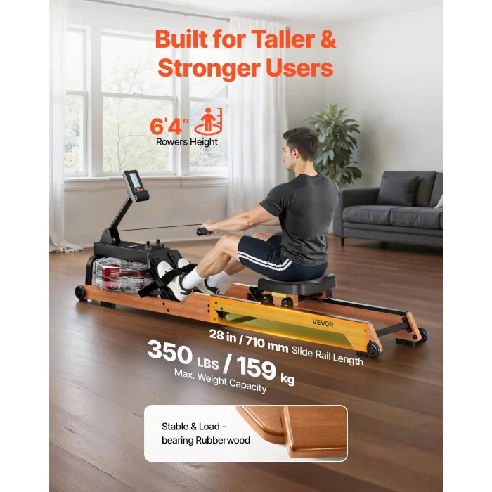 Гребной тренажер водный VEVOR, коричневый