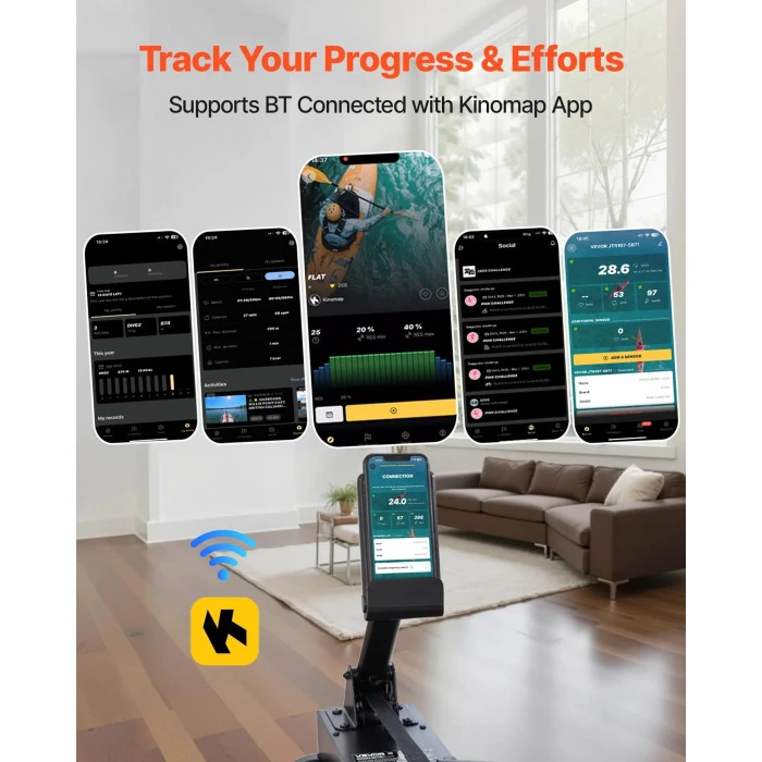 Гребной тренажер водный VEVOR, коричневый